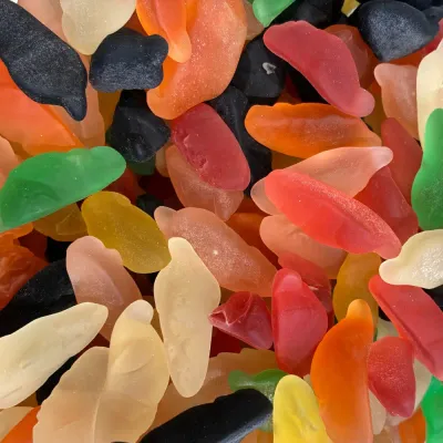 Temmerman mice gummies, soft fruit gums shaped like mice in various colours, gelatine-free
