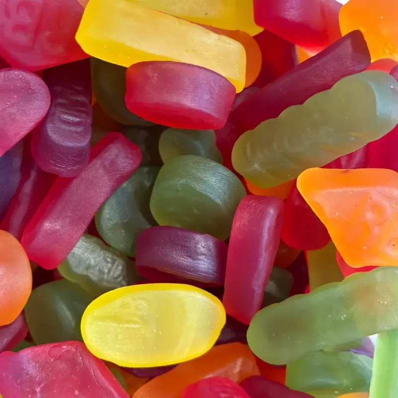Temmerman wine gums, firm fruit gums in various colours and shapes