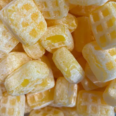 Golosinas de mantequilla de Temmerman, caramelos duros amarillos en forma de gofre, con mantequilla
