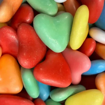 Corazones de azúcar de Temmerman, caramelos duros con forma de corazón, crujientes y blandos
