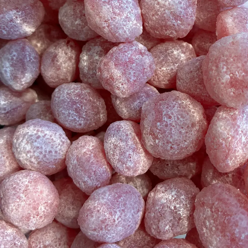 Temmerman sour balls, red hard boiled sweets with cherry flavour, the sourest in our range