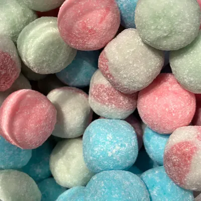 Temmerman bustling balls, crunchy sweets with a sour centre, in a mix of four flavours
