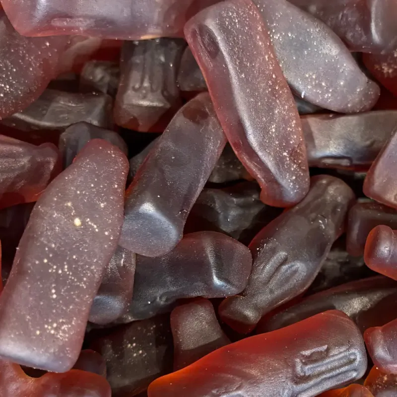 Temmerman sugar-free cola bottles, brown soft gums in a cola bottle shape, sweetened with maltitol