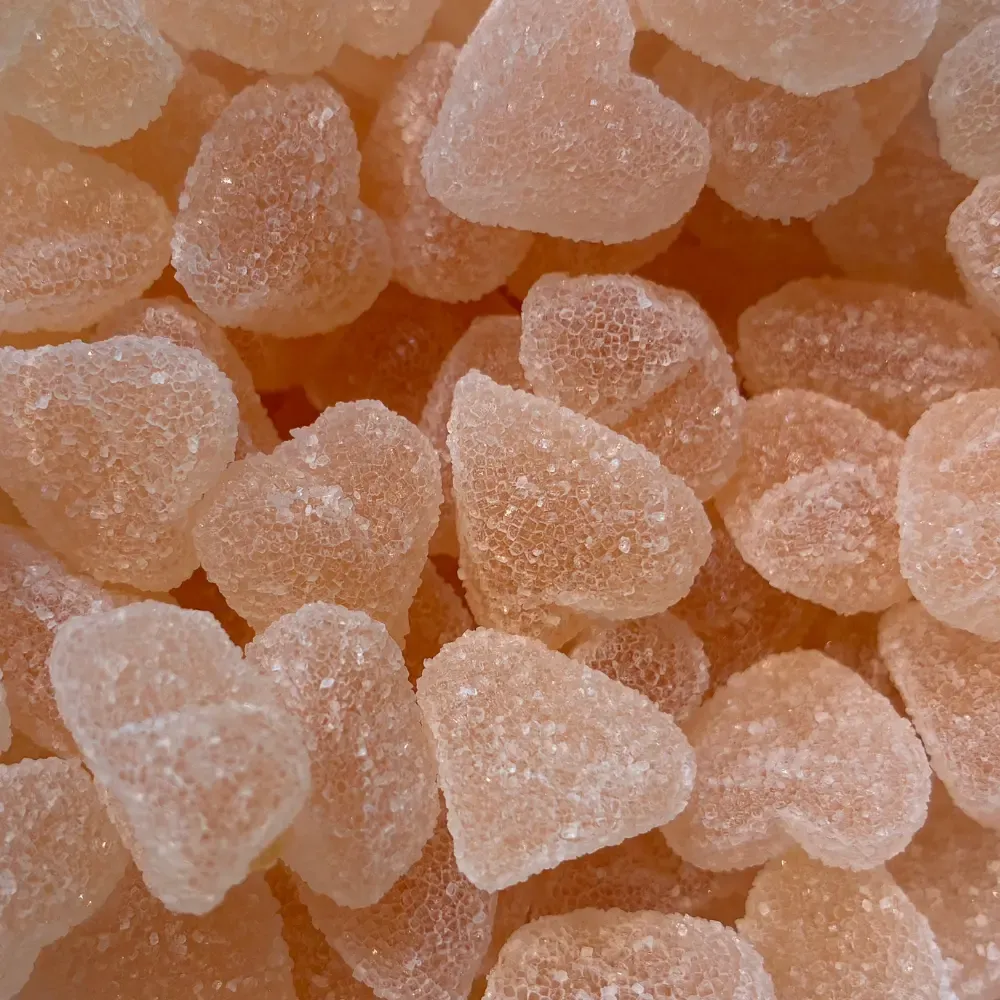 Temmerman mini strawberry hearts, small pink soft gums in a heart shape with strawberry flavour