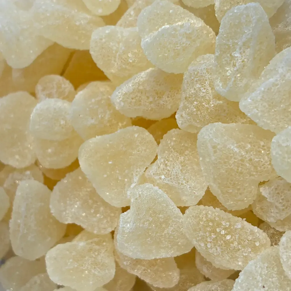 Temmerman mini pineapple hearts, small white soft gums in a heart shape with pineapple flavour