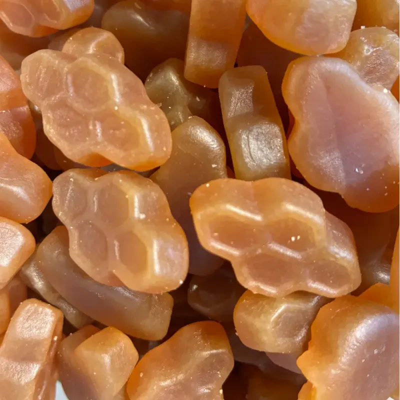Temmerman honey liquorice combs, golden honeycomb shaped sweets with liquorice softened by honey