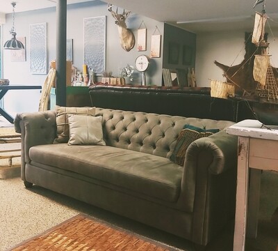 Taupe-colored, Suede-look sofa