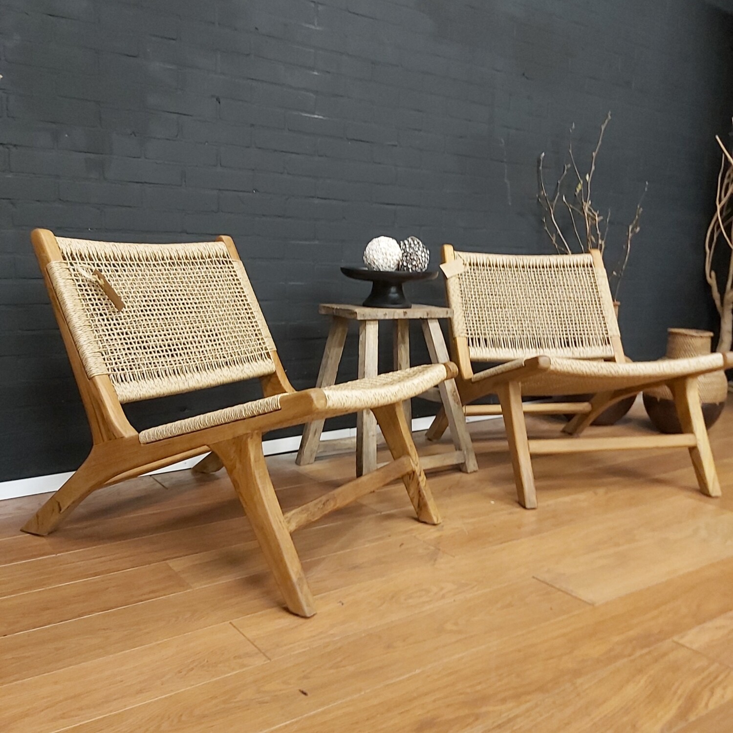 Outdoor Teak Lounge Chairs met kunstvezel