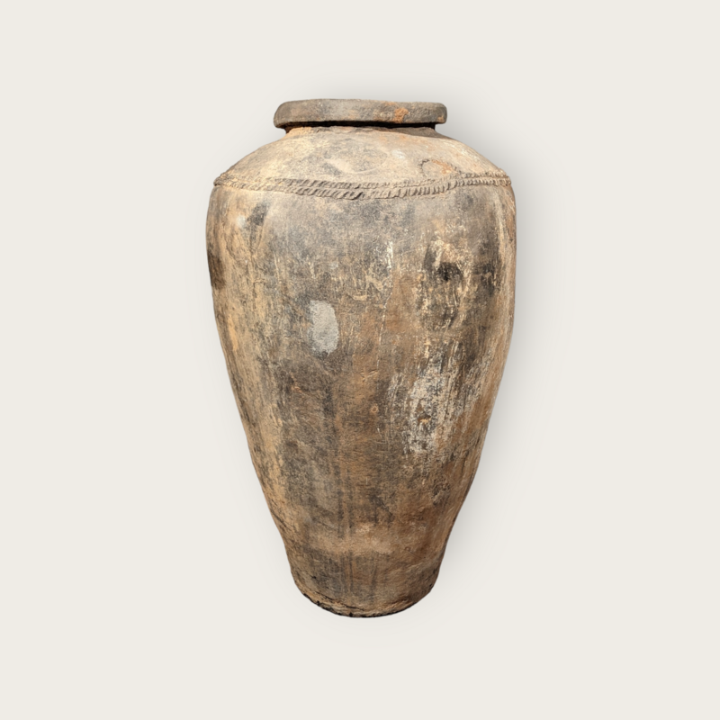 Oude stenen pot – Grote kruik voor binnen en buiten, sfeervolle decoratie