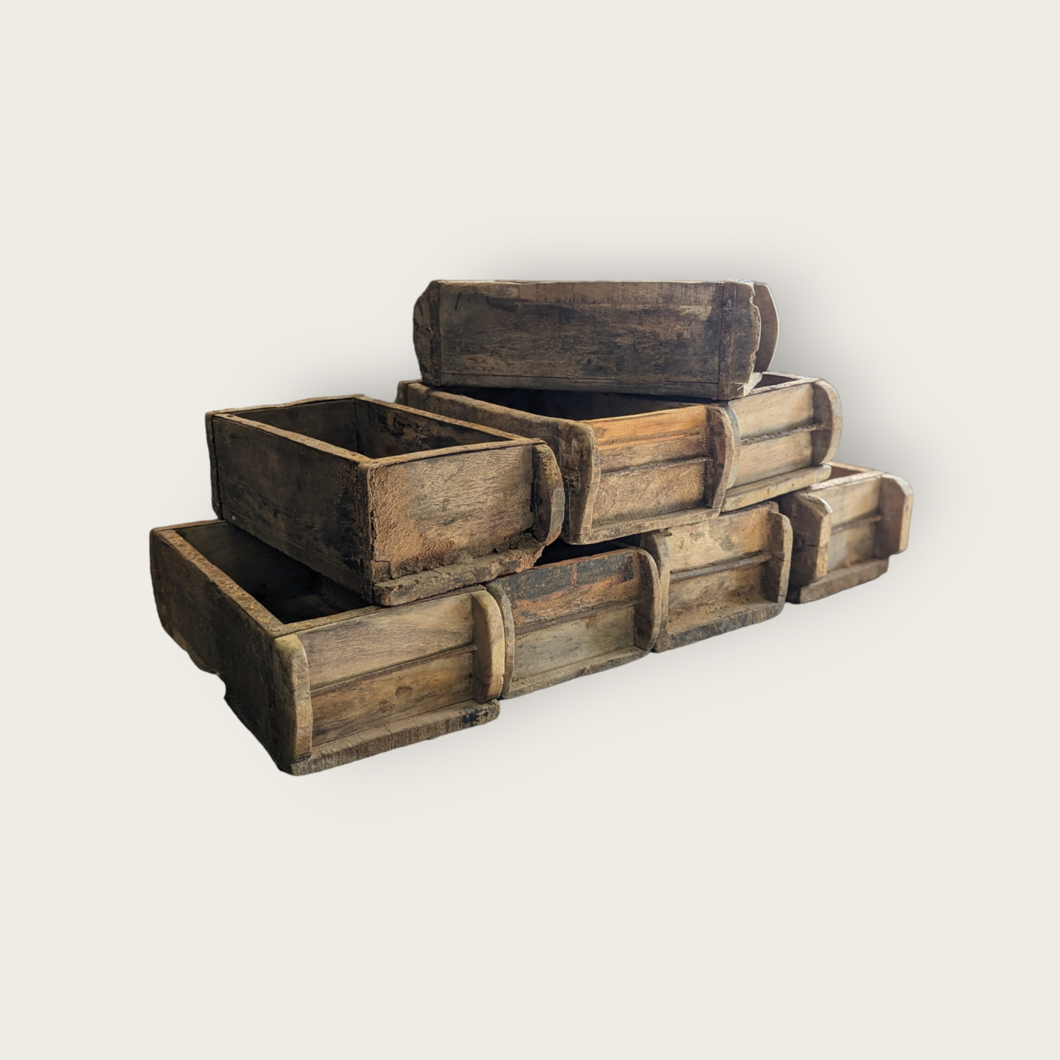 Set van 2 landelijke houten steenmallen