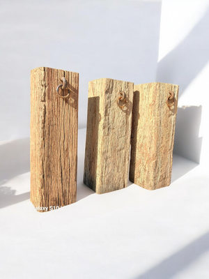 Grote Robuuste Azobe Houten Meerpaal met Ring