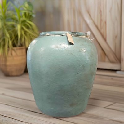 Large Antique Ceramic Terra Cotta Pot (H 75 x D 60 cm) - Authentic and Decorative | FF Iets Ander