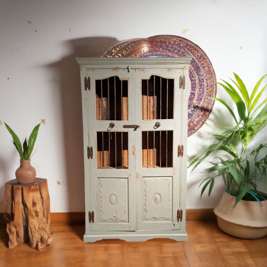 Bohemian India Spijlenkast van Hout – Landelijke Authentieke Ibiza Style Kast