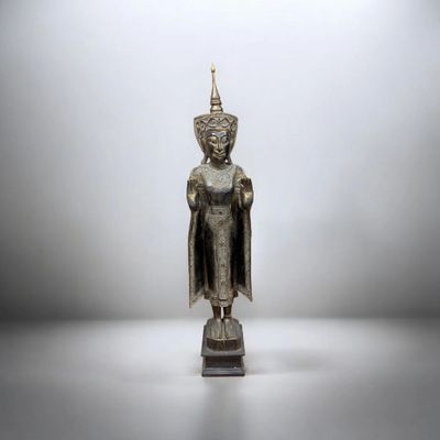 Golden Temple Buddha Statue from Thailand – Handmade and Detailed Wood Carving