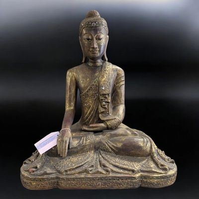 Seated Temple Buddha Statue from Thailand – Handmade and Detailed Wood Carving