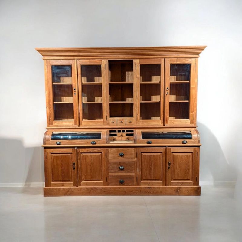 Teak wood grocer's cupboard with the option of restyling to your wishes