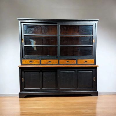 Buffet noir mat combiné avec du bois de teck massif - 10% de réduction chez Woonwinkel ff iets anders à Goirle