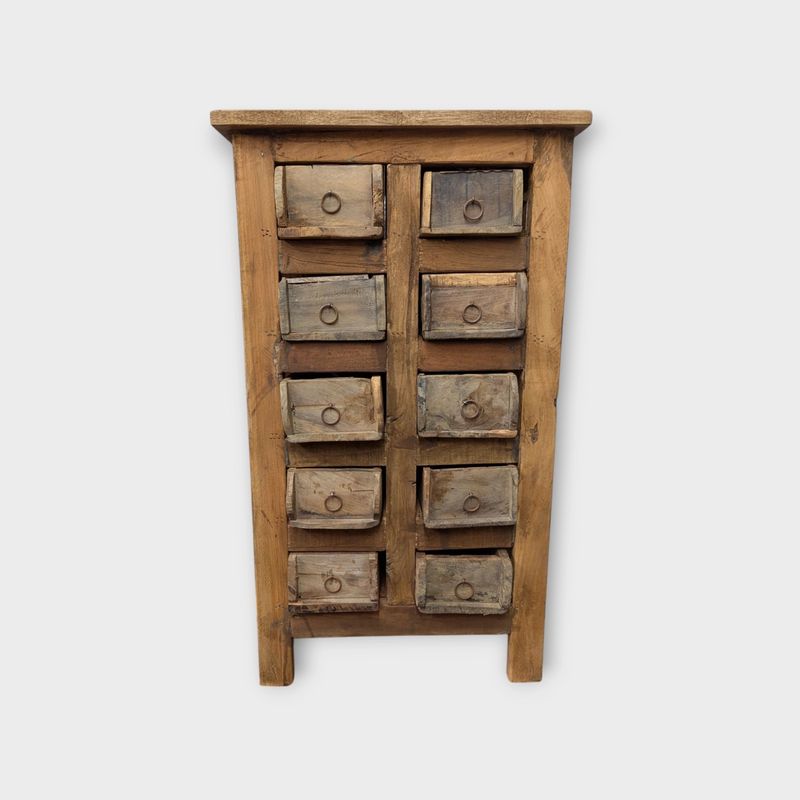 Authentic vintage cabinet for bathroom, bedroom or hallway made from old wooden stone molds.