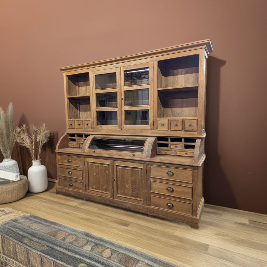 Unique country-style sideboard made of solid teak – robust and attractive with the option of custom restyling.