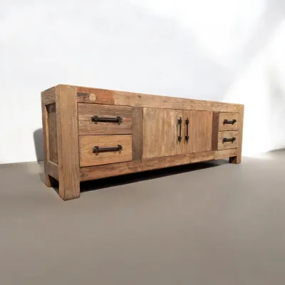 Teak TV cabinet or sideboard - rural and industrial design from Goirle near Tilburg. Delivery in Belgium and Luxembourg