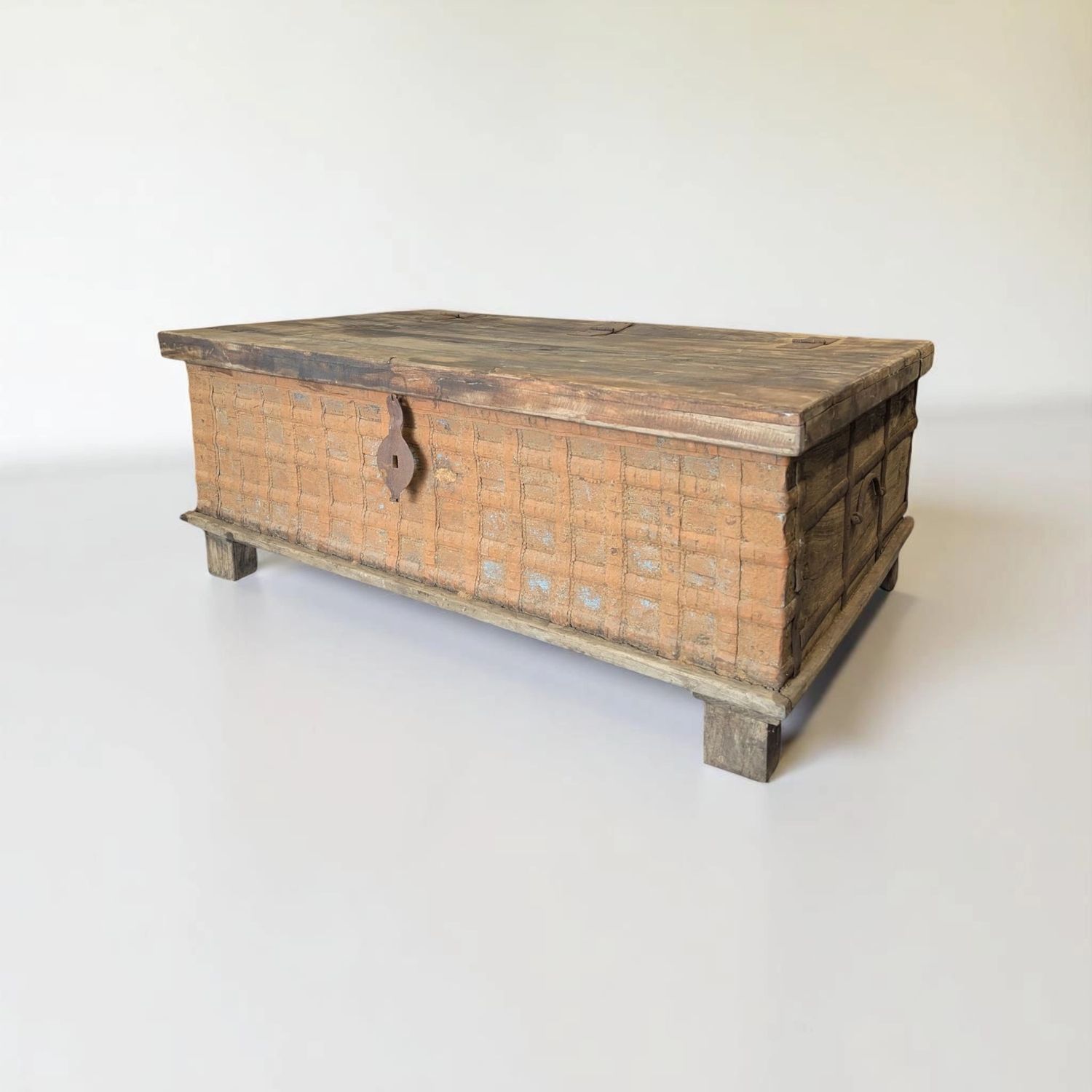 Authentic old Indian coffee table with storage space - unique piece of furniture with character