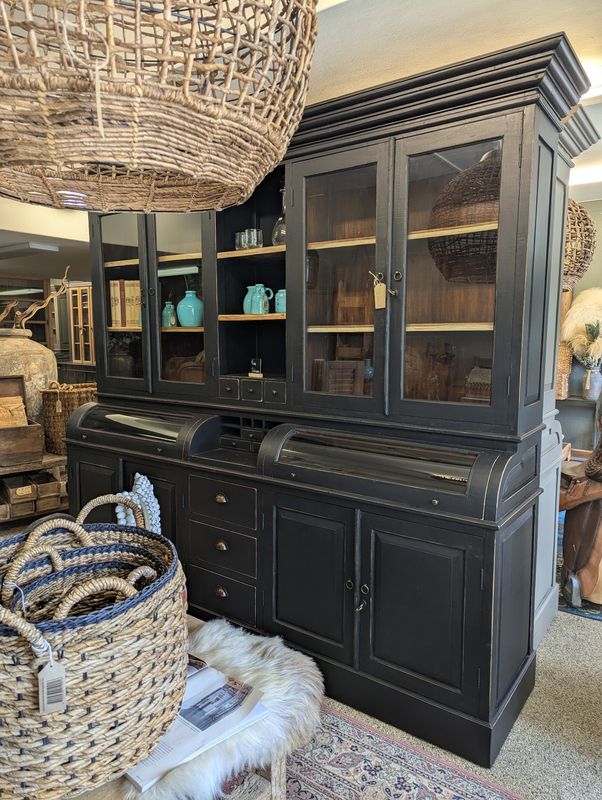 Black Teak Grocer's Cupboard - Country Sideboard 253 cm