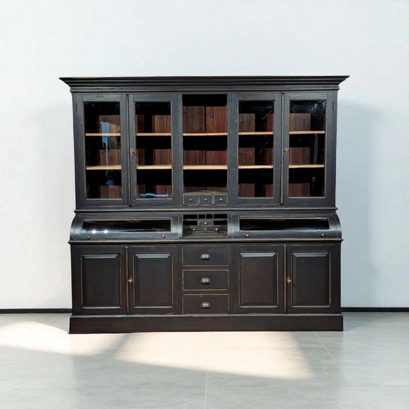 Black Teak Grocer's Cupboard - Country Sideboard 253 cm