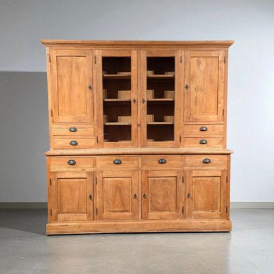 Buffetkast – Vitrinekast teakhout met optie restyling naar wens – H209 x B210 x D52