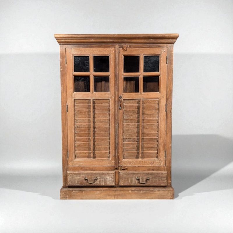 Buffetkast teakhout met Louvre deuren – 151x110x39 cm
