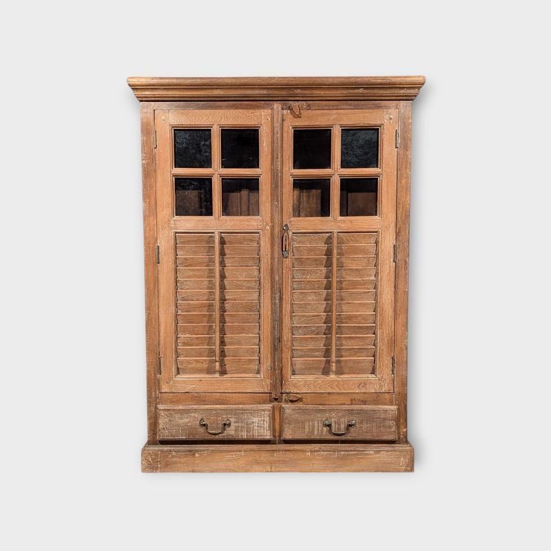 Buffetkast teakhout met Louvre deuren – 151x110x39 cm