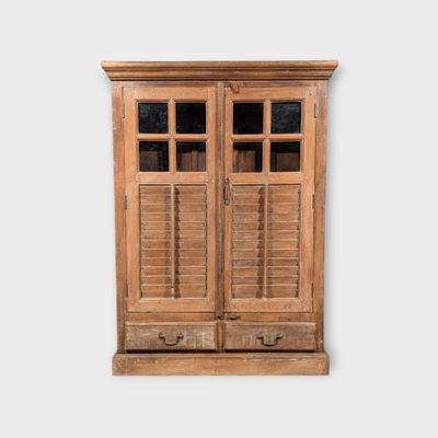 Buffetkast teakhout met Louvre deuren – 151x110x39 cm