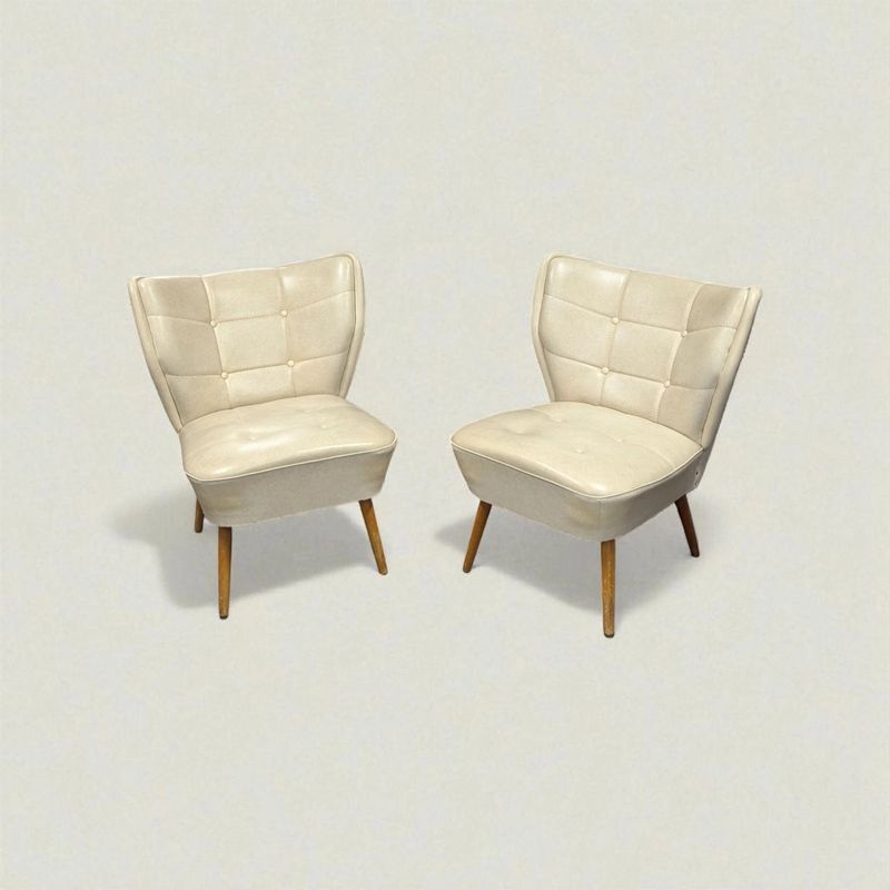 Fauteuils kalfsleer vintage stijl – Set van 2 comfortabele stoelen (H 71 x B 64 x ZH 42 cm)