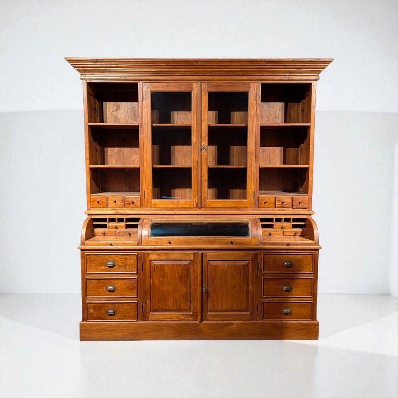 Grutterskast teak 203 cm - buffetkast met glazen bolklep Grutterskast teak 203 cm - buffetkast met glazen bolklep