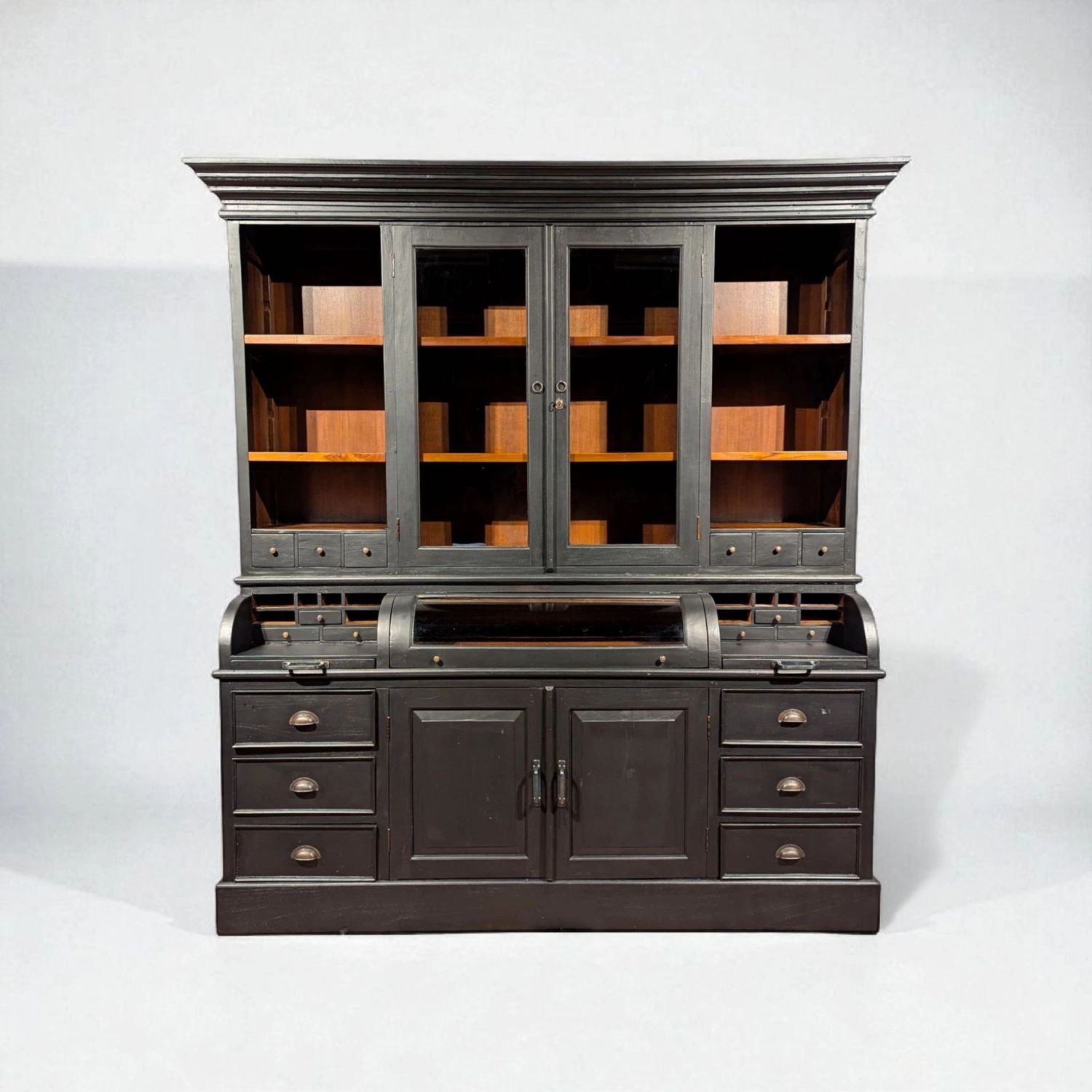 Black teak sideboard – Sideboard H 216 x W 200 x D 55 cm