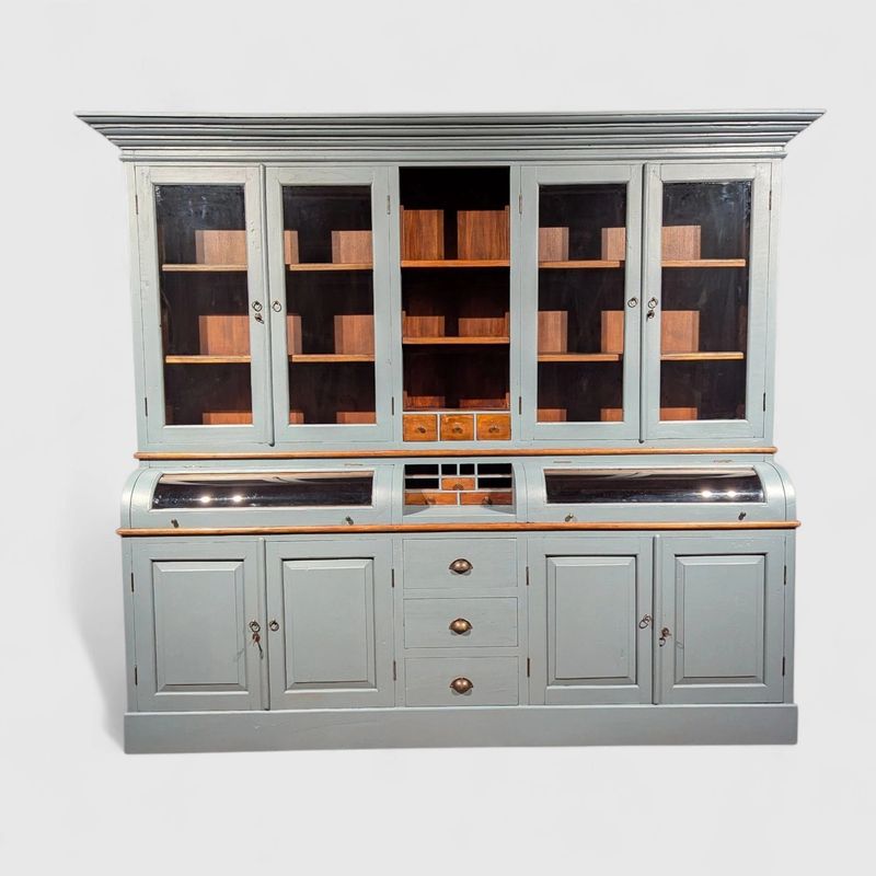 Grutterskast Teakhout Grijsblauw Landelijk – Mat Afgewerkt – H222 x B257 x D55