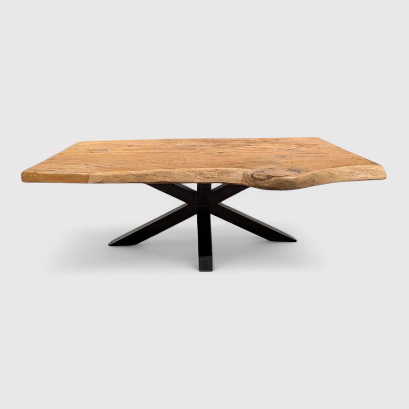 Salontafel eikenhout kruispoot – Industrieel 128 cm