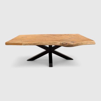 Salontafel eikenhout kruispoot – Industrieel 128 cm