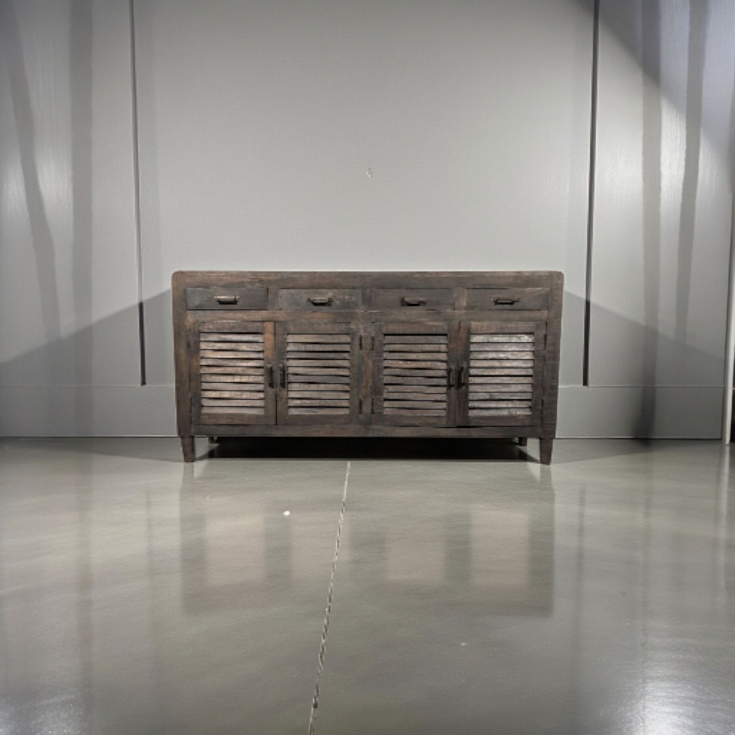 Dressoir Hout Landelijke stijl – Louvre deuren en 4 lades – 93x180x46 cm