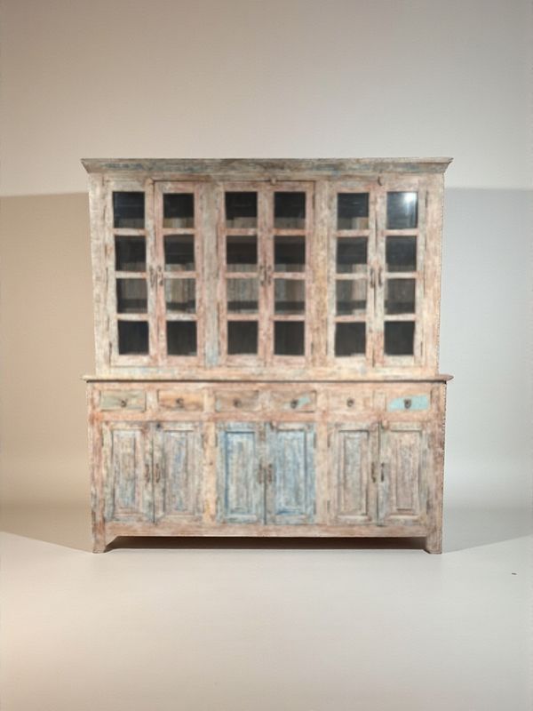 Buffetkast teakhout Ibizastyle bohemian landelijk – uniek door verweerde kleuren – H 236 x B 222 x D 45 Buffetkast teakhout Ibizastyle bohemian landelijk – uniek door verweerde kleuren – H 236 x B 222 x D 45