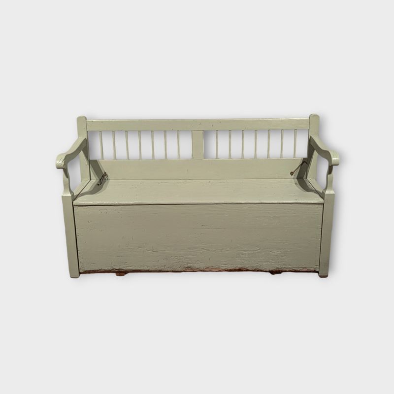 Antique Hungarian Storage Bench – Rustic Design, H 217 x W 204 x D 54 cm