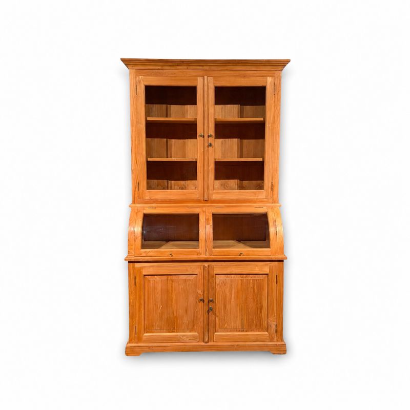 Grutterskast bastiaankast teakhout 120 cm – Buffetkast met glasdeuren en bolglas Grutterskast bastiaankast teakhout 120 cm met glasdeuren en bolglas – Buffetkast H210 x B120 x D52 cm