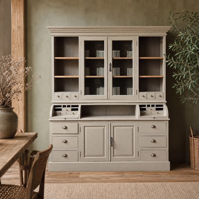 Grocer's cupboard / Sideboard in warm clay colour - Teak cupboard with plenty of storage space