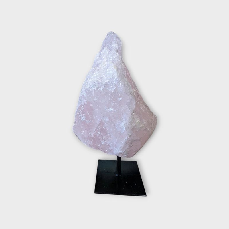 Rozenkwarts op Standaard – Liefdevolle Edelsteen Decoratie | H 20 x B 12 cm