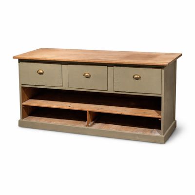 Old French pine counter 190 cm rustic shop counter lime paint wooden counter kitchen unit