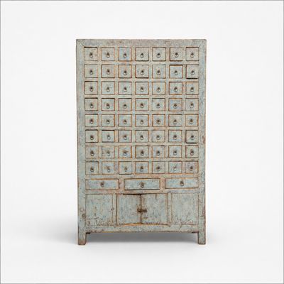 Apothekerskast met kleine lades – lichtblauw patina India Apothekerskast met kleine lades – lichtblauw patina India