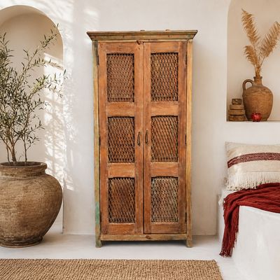 Oude India Kast – Houten opbergkast met patina 184 cm