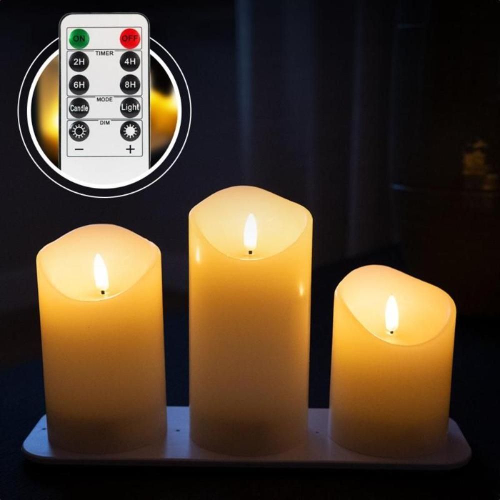 LED kaarsen wax sfeervol – Oplaadbaar met afstandsbediening – 15/13/10×7 cm