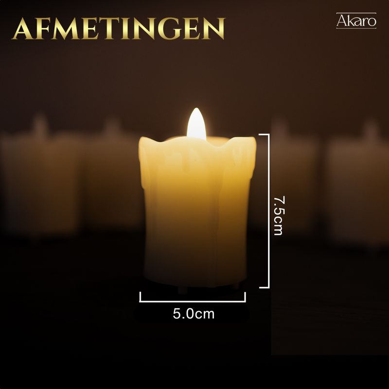 LED kaarsen wax sfeervol – Oplaadbare druipkaarsen set 6 stuks – 6×5 cm
