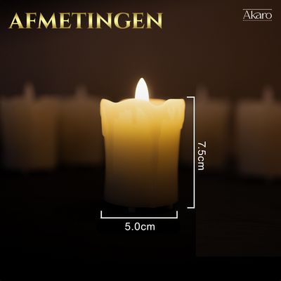 LED kaarsen wax sfeervol – Oplaadbare druipkaarsen set 6 stuks – 6×5 cm