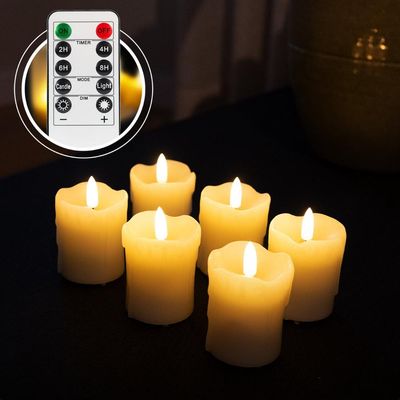 LED kaarsen wax sfeervol – Oplaadbare druipkaarsen set 6 stuks – 6×5 cm